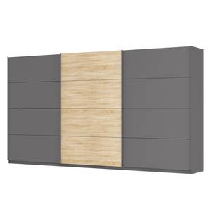 Armoire à portes coulissantes Skøp Gris graphite / Imitation chêne de Sonoma - 405 x 222 cm - 3 portes - Confort