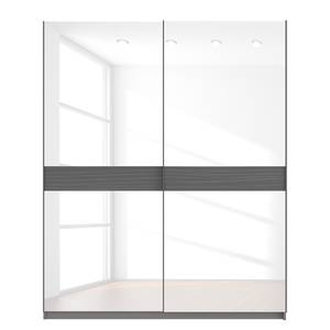 Schwebetürenschrank SKØP Graphit / Glas Weiß - 181 x 222 cm - 2 Türen - Premium