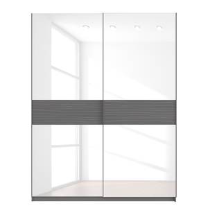 Schwebetürenschrank SKØP Graphit / Glas Weiß - 181 x 236 cm - 2 Türen - Classic