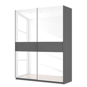 Zweefdeurkast Skøp grafietkleurig/wit glas - 181 x 236 cm - 2 deuren - Basic