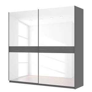 Schwebetürenschrank SKØP Graphit / Glas Weiß - 225 x 222 cm - 2 Türen - Premium