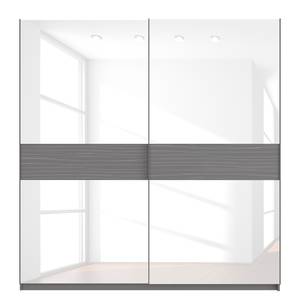 Schwebetürenschrank SKØP Graphit / Glas Weiß - 225 x 236 cm - 2 Türen - Classic