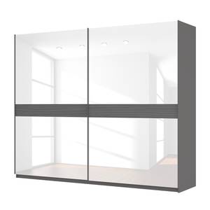 Schwebetürenschrank SKØP Graphit / Glas Weiß - 270 x 222 cm - 2 Türen - Comfort