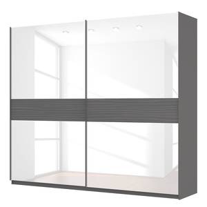 Schwebetürenschrank SKØP Graphit / Glas Weiß - 270 x 236 cm - 2 Türen - Basic