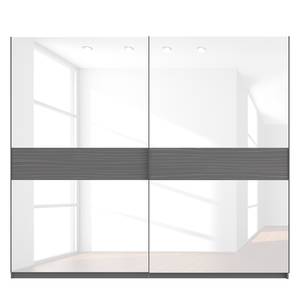 Schwebetürenschrank SKØP Graphit / Glas Weiß - 270 x 236 cm - 2 Türen - Basic