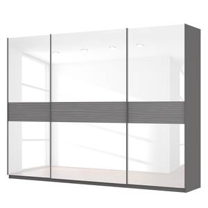 Armoire à portes coulissantes Skøp Gris graphite / Verre blanc - 315 x 236 cm - 3 portes - Basic