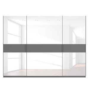 Zweefdeurkast Skøp grafietkleurig/wit glas - 315 x 236 cm - 3 deuren - Comfort
