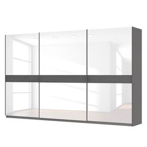 Schwebetürenschrank SKØP Graphit / Glas Weiß - 360 x 222 cm - 3 Türen - Basic