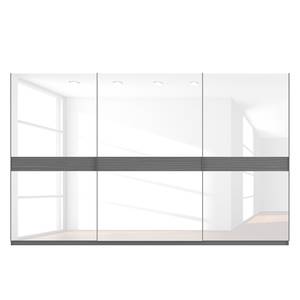 Schwebetürenschrank SKØP Graphit / Glas Weiß - 360 x 222 cm - 3 Türen - Comfort