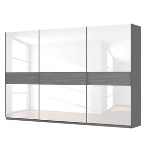 Zweefdeurkast Skøp grafietkleurig/wit glas - 360 x 236 cm - 3 deuren - Basic