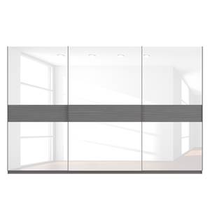 Schwebetürenschrank SKØP Graphit / Glas Weiß - 360 x 236 cm - 3 Türen - Premium