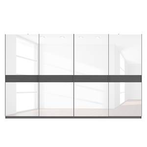 Zweefdeurkast Skøp grafietkleurig/wit glas - 360 x 222 cm - 4 deuren - Basic