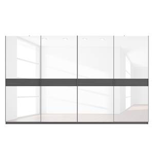 Armoire à portes coulissantes Skøp Gris graphite / Verre blanc - 360 x 222 cm - 4 portes - Premium