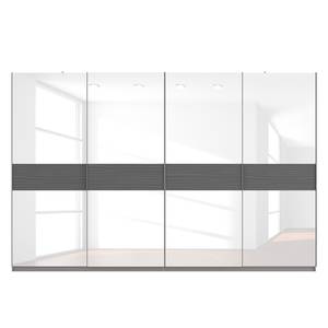 Schwebetürenschrank SKØP Graphit / Glas Weiß - 360 x 236 cm - 4 Türen - Basic
