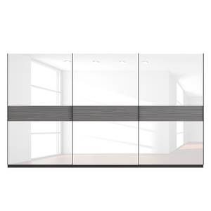 Schwebetürenschrank SKØP Graphit / Glas Weiß - 405 x 236 cm - 3 Türen - Basic