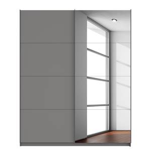 Schwebetürenschrank SKØP Graphit / Grauspiegel - 181 x 222 cm - 2 Türen - Comfort