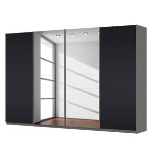 Schwebetürenschrank SKØP Graphit / Mattglas Schwarz Grauspiegel - 360 x 236 cm - 4 Türen - Basic