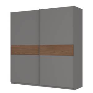 Schwebetürenschrank SKØP Graphit / Nussbaum Dekor - 225 x 236 cm - 2 Türen - Basic