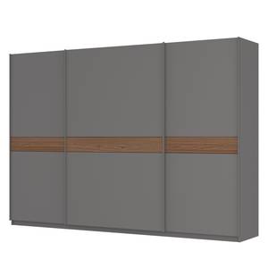 Schwebetürenschrank SKØP Graphit / Nussbaum Royal Dekor - 315 x 222 cm - 3 Türen - Premium