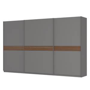 Schwebetürenschrank SKØP Graphit / Nussbaum Royal Dekor - 360 x 222 cm - 3 Türen - Comfort