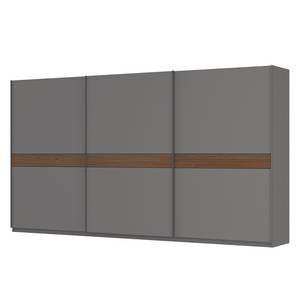 Schwebetürenschrank SKØP Graphit / Nussbaum Royal Dekor - 405 x 222 cm - 3 Türen - Premium