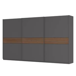 Schwebetürenschrank SKØP Graphit / Nussbaum Royal Dekor - 405 x 236 cm - 3 Türen - Basic