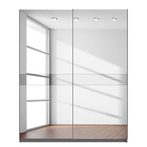 Schwebetürenschrank SKØP Graphit / Spiegelglas / Grauspiegel - 181 x 222 cm - 2 Türen - Comfort