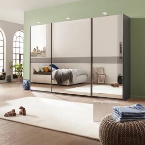 Armoire à portes coulissantes Skøp Gris graphite Miroir en verre / gris - 360 x 222 cm - 3 portes - Premium