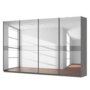 Schwebetürenschrank SKØP Graphit / Spiegelglas / Grauspiegel - 360 x 222 cm - 4 Türen - Basic