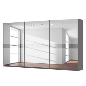 Armoire à portes coulissantes Skøp Gris graphite Miroir en verre / gris - 405 x 222 cm - 3 portes - Confort