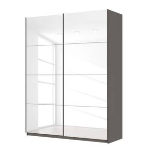 Schwebetürenschrank SKØP Hochglanz Weiß / Graphit - 181 x 236 cm - 2 Türen - Comfort