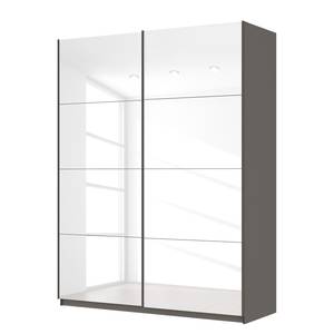 Schwebetürenschrank SKØP Hochglanz Weiß / Graphit - 181 x 236 cm - 2 Türen - Premium