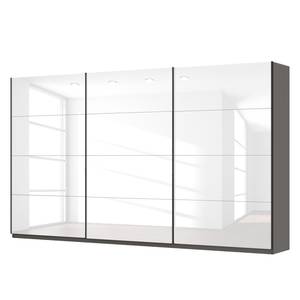 Schwebetürenschrank SKØP Hochglanz Weiß / Graphit - 405 x 236 cm - 3 Türen - Basic