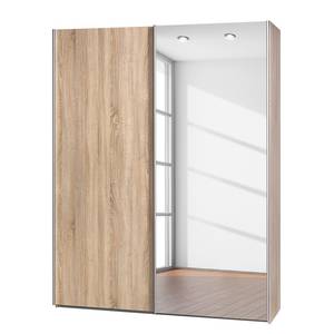 Schuifdeurkast Soft Smart Eikenhouten look/donker spiegelglas - Breedte: 120 cm - 1 spiegeldeur