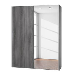 Schuifdeurkast Soft Smart Zilverkleurig/eikenhouten look - Breedte: 120 cm - 1 spiegeldeur