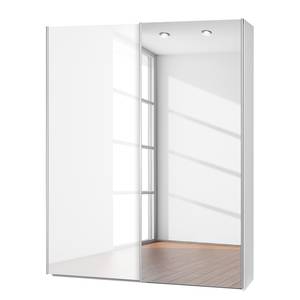 Amoire à portes coulissantes Soft Smart Blanc brillant / Verre de miroir - Largeur : 150 cm - 1 miroir