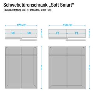Schuifdeurkast Soft Smart Eikenhouten look - Breedte: 150 cm - 2 spiegeldeuren