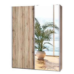Amoire à portes coulissantes Soft Smart Imitation chêne de Sanremo / Verre miroir - Largeur : 150 cm - 1 miroir