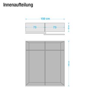 Amoire à portes coulissantes Soft Smart Imitation chêne de Sanremo / Verre miroir - Largeur : 150 cm - 1 miroir