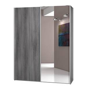 Amoire à portes coulissantes Soft Smart Argenté / Imitation chêne - Largeur : 120 cm - 1 miroir