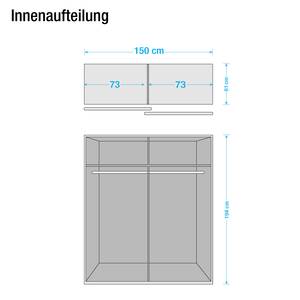 Schwebetürenschrank Soft Smart II Eiche Dekor / Hochglanz Weiß - Breite: 150 cm