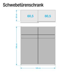 Schuifdeurkast Dromilly 167cm (2-deurs) - Breedte: 126 cm