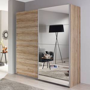 Armoire à portes coulissantes Subito 1 porte avec miroir - Imitation chêne de San Remo clair - Largeur : 136 cm