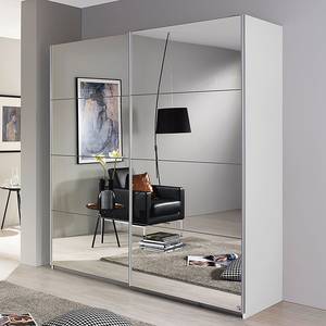 Armoire à portes coulissantes Subito 2 avec miroir - Blanc alpin - Largeur : 136 cm