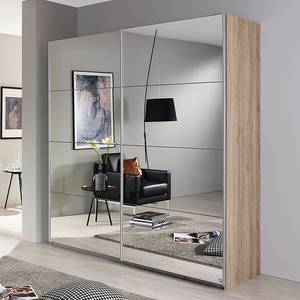 Armoire à portes coulissantes Subito 2 avec miroir - Imitation chêne de San Remo clair - Largeur : 136 cm