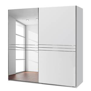 Armoire à porte coulissante Medina Blanc alpin / Demi - miroir - Largeur d'armoire : 200 cm - 2 portes