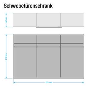 Schwebetürenschrank Tarragona Alpinweiß / Eiche Sanremo Dekor - Breite: 271 cm