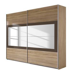 Schuifdeurkast Venlo sonoma eikenhoutkleurig/lavagrijs glas - kastbreedte: 226cm - 2-deurs - Breedte: 226 cm