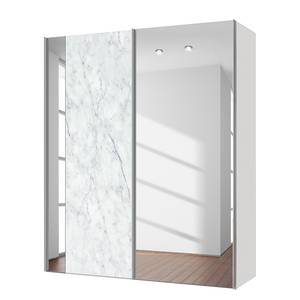 Armoire à portes coulissantes Cando Imitation marbre / Verre miroir - Largeur : 150 cm - 2 porte