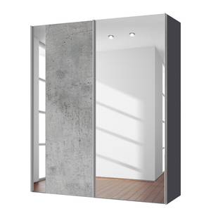 Zweefdeurkast Cando Concrete look/Spiegelglas - Breedte: 150 cm - 2 deuren